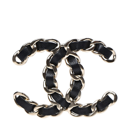 Chanel Lambskin Chain CC Brooch Black Gold 1 of 5