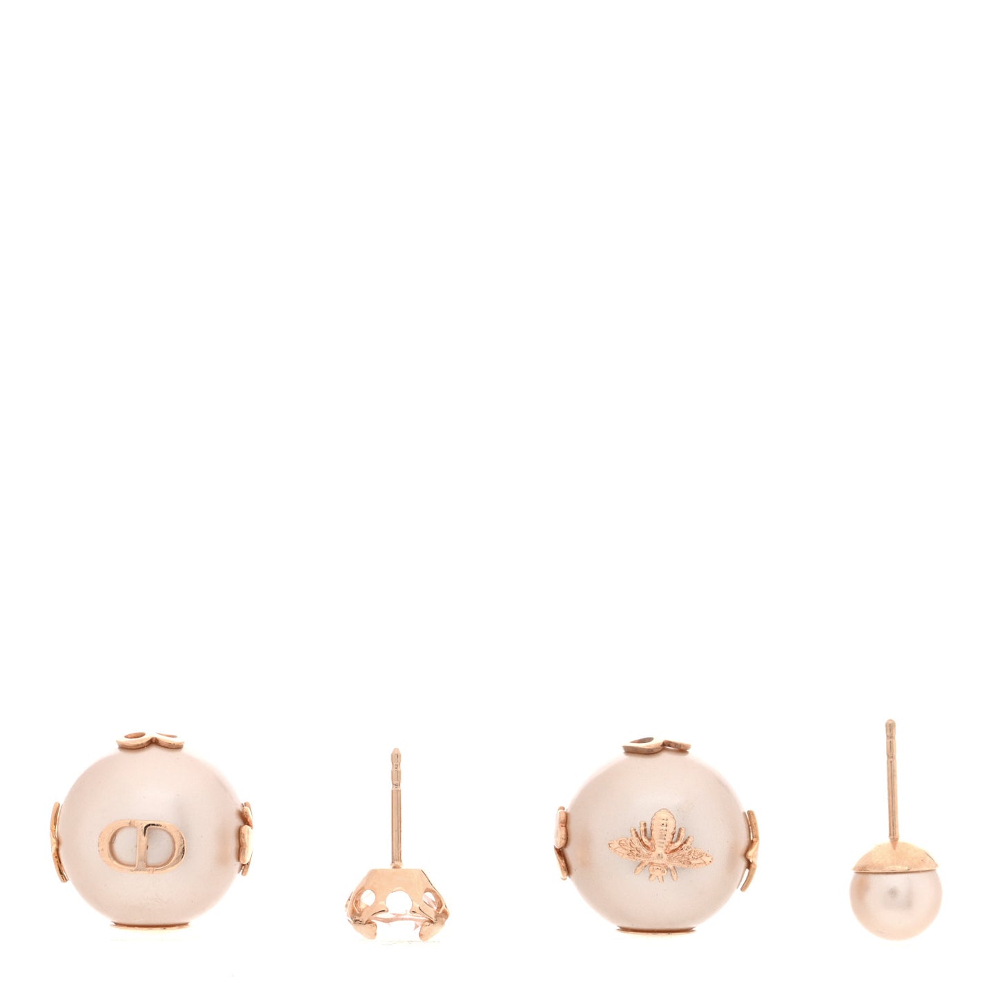 Pearl Crystal Tribales Bee Earrings Rose Gold