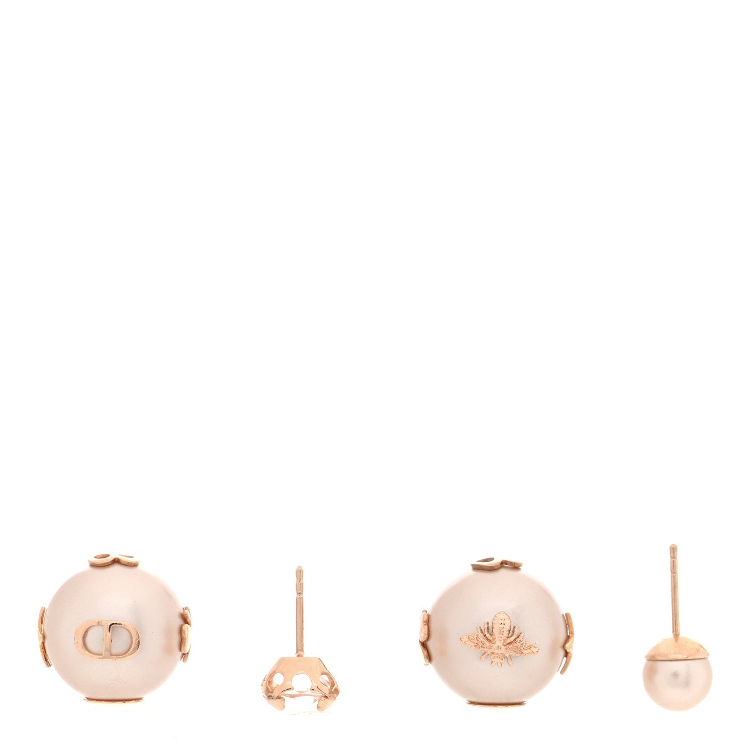 Christian Dior Pearl Crystal Tribales Bee Earrings Rose Gold 3 of 4