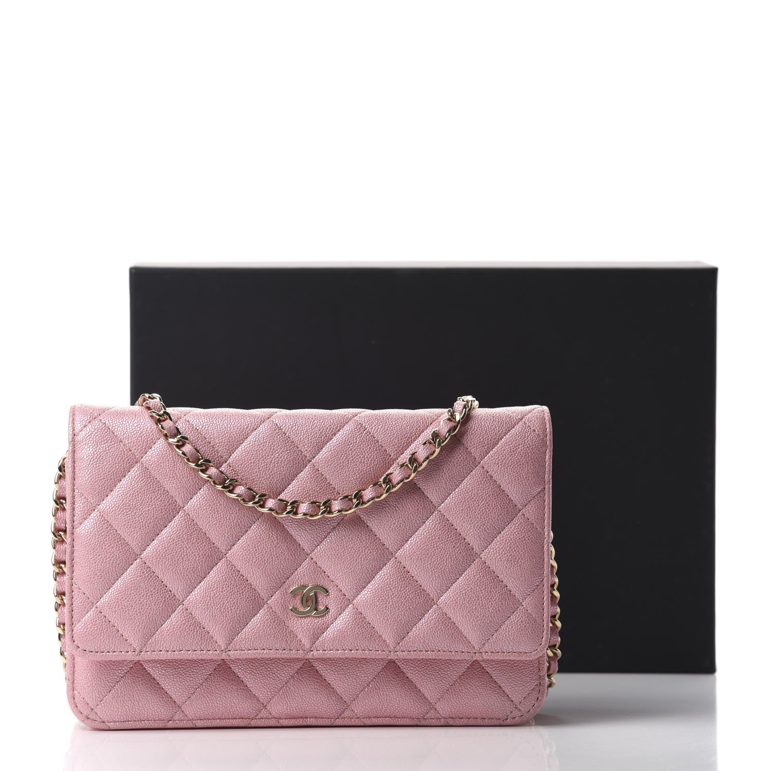 Chanel Iridescent Caviar Quilted Wallet on Chain WOC Rose Pink 12 of 12