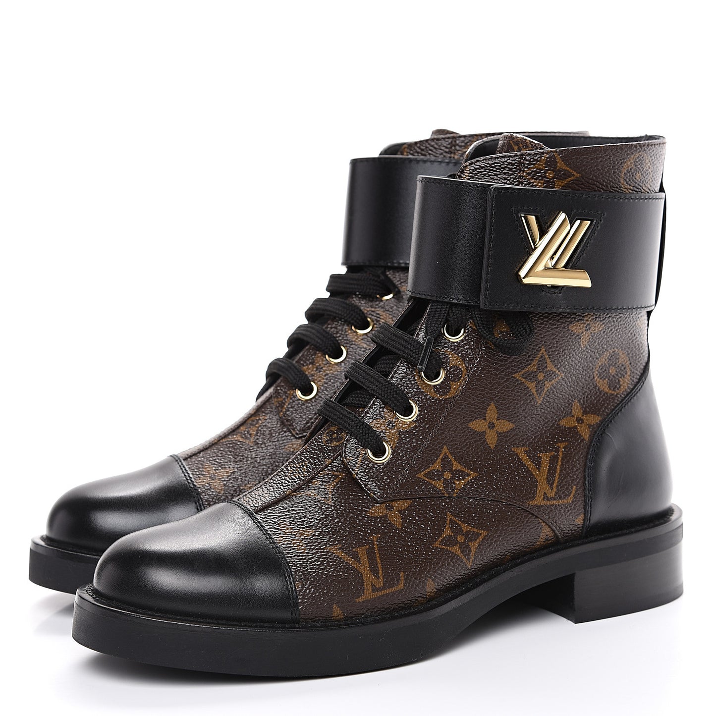 Calfskin Monogram Wonderland Flat Ranger Boots 38 Black