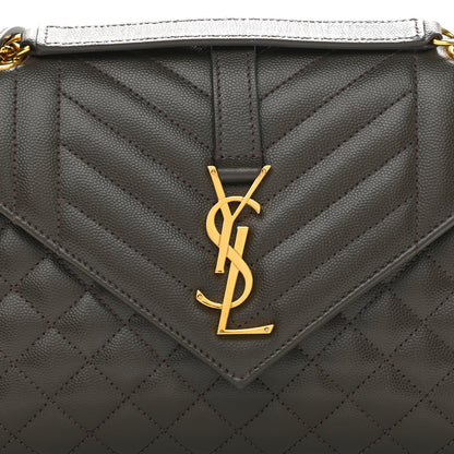 Saint Laurent Grain De Poudre Textured Mixed Matelasse Medium Triquilt Monogram Satchel Army Green 8 of 10