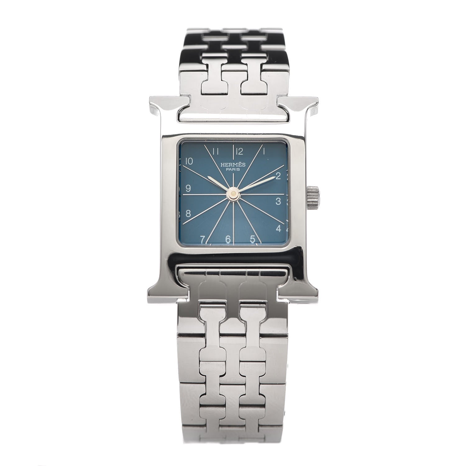 Hermes Stainless Steel 21mm Heure H Hour Quartz Watch Blue 1 of 6