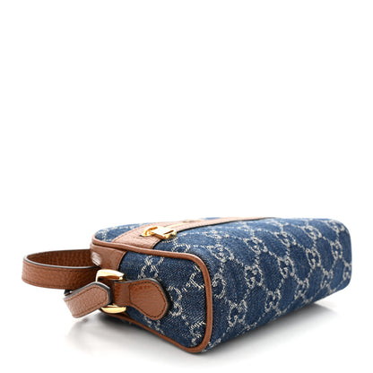 Gucci New Denim GG Monogram Dollar Calfskin Mini Ophidia Shoulder Bag Blue Tea Cuir Epilog 3 of 11