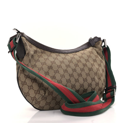 Gucci Monogram Web Medium Half Moon Hobo Dark Brown 4 of 16