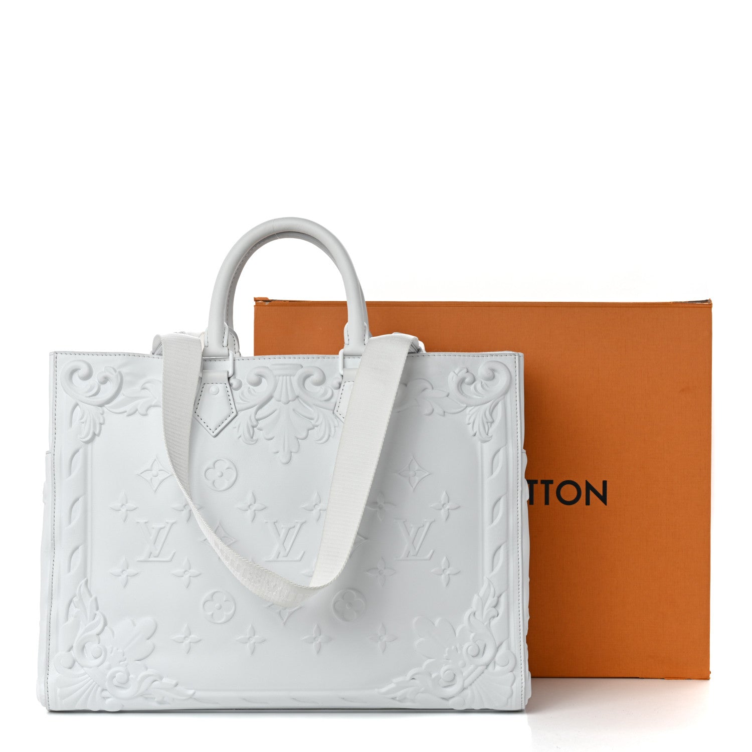 Louis Vuitton Calfskin LV Ornament Sac Plat 24H Optic White 16 of 16