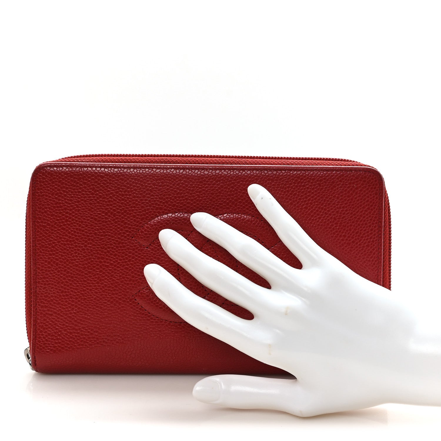 Chanel Caviar Large CC Timeless Zip Around Organizer Wallet Red 2 of 9