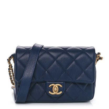 Chanel Caviar Quilted Small Twist Your Buttons Flap Blue 1 of 11