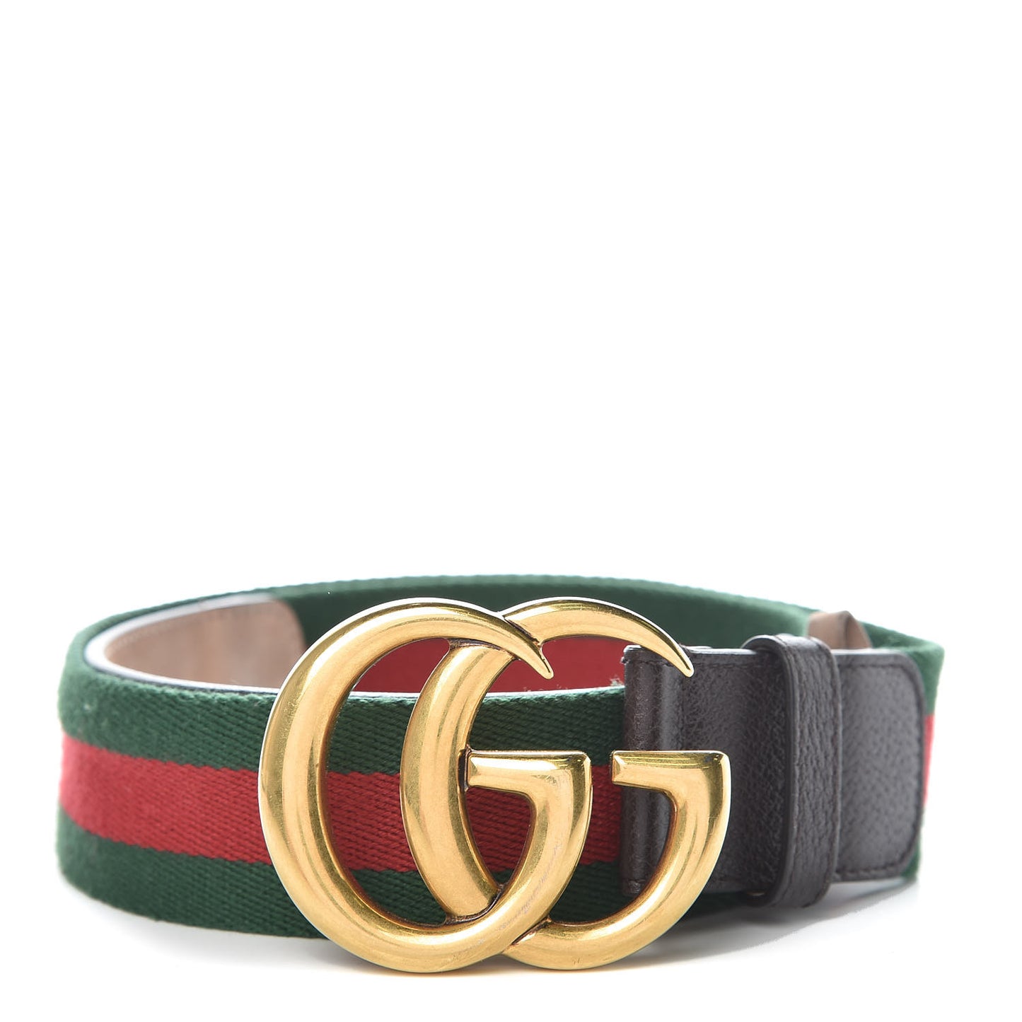 Nylon Textured Calfskin Double G Web 40mm Belt 90 36 Green Red Dark Cocoa