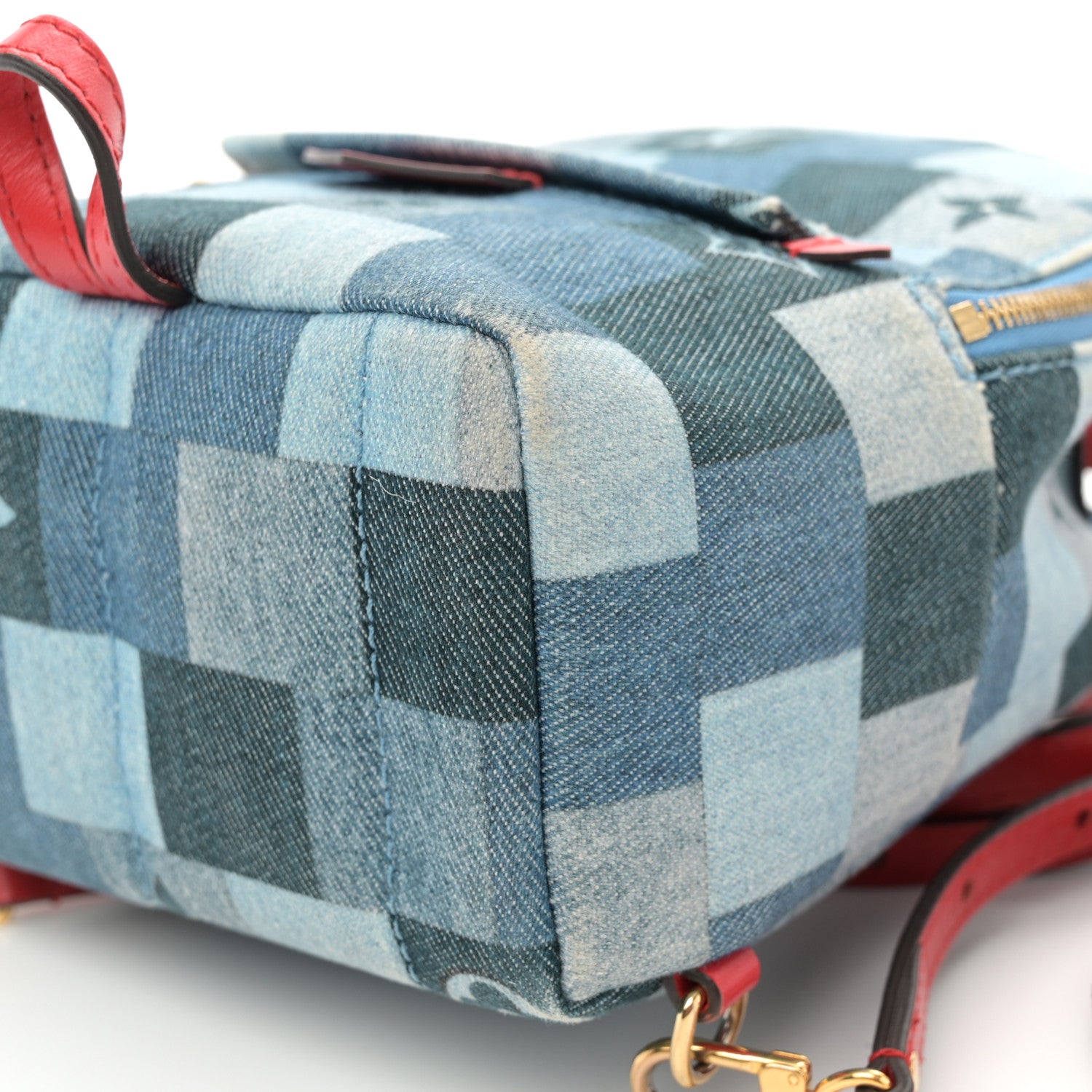 Louis Vuitton Denim Damier Monogram Patchwork Palm Springs Backpack Mini Blue Rouge 1753868 – FASHIONPHILE