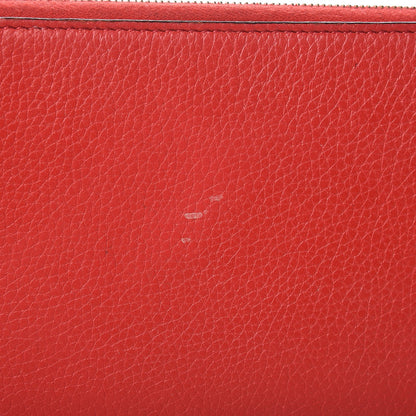 Celine Drummed Calfskin Large Zip Around Multifunction Wallet Coquelicot 14 of 26