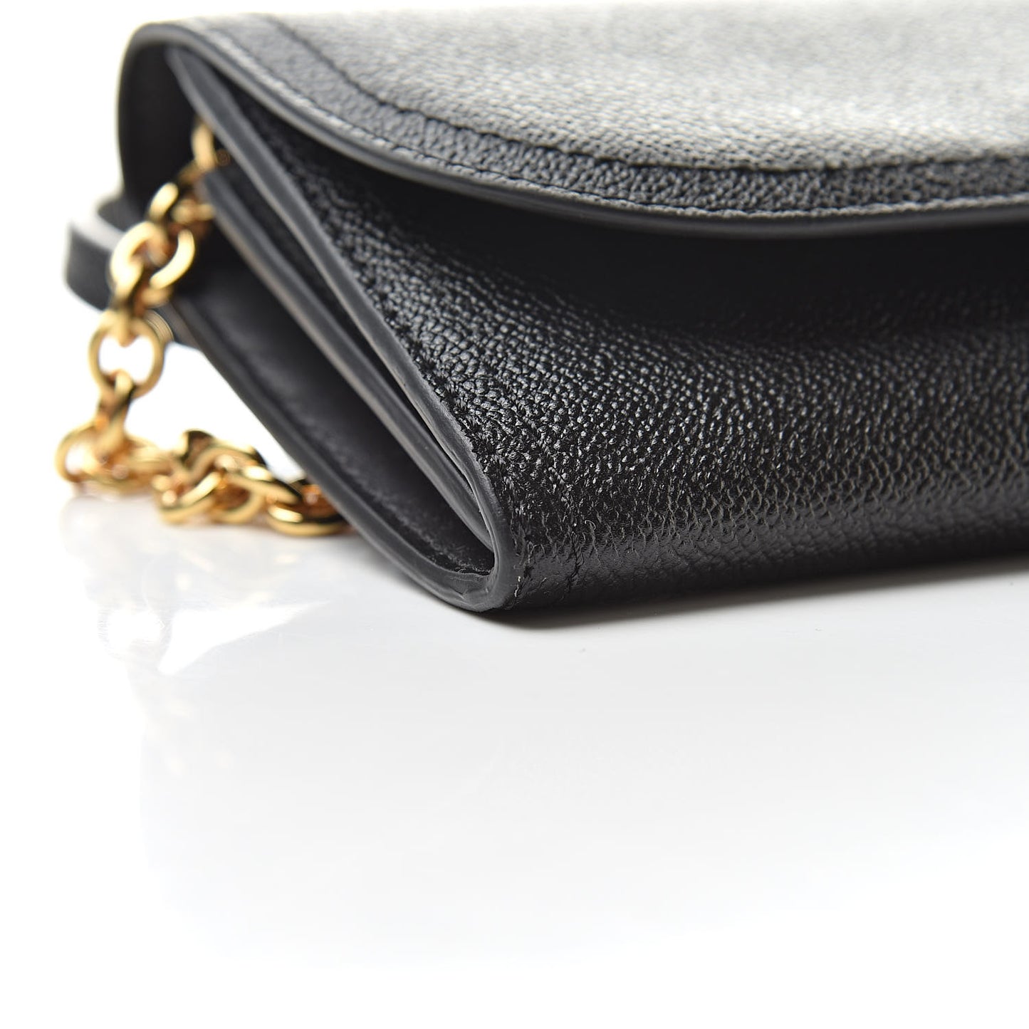 Grainy Calfskin Henley Wallet On Chain Black