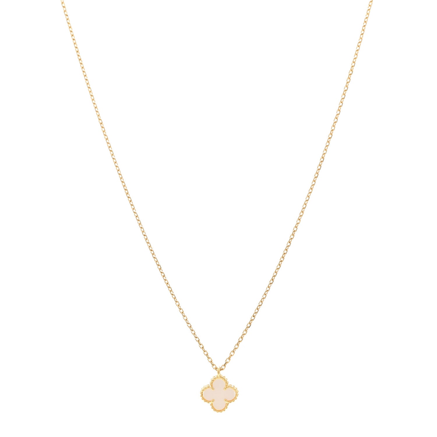 Van Cleef & Arpels 18K Yellow Gold Mother of Pearl Sweet Alhambra Pendant Necklace 1 of 6