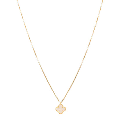 Van Cleef & Arpels 18K Yellow Gold Mother of Pearl Sweet Alhambra Pendant Necklace 1 of 6