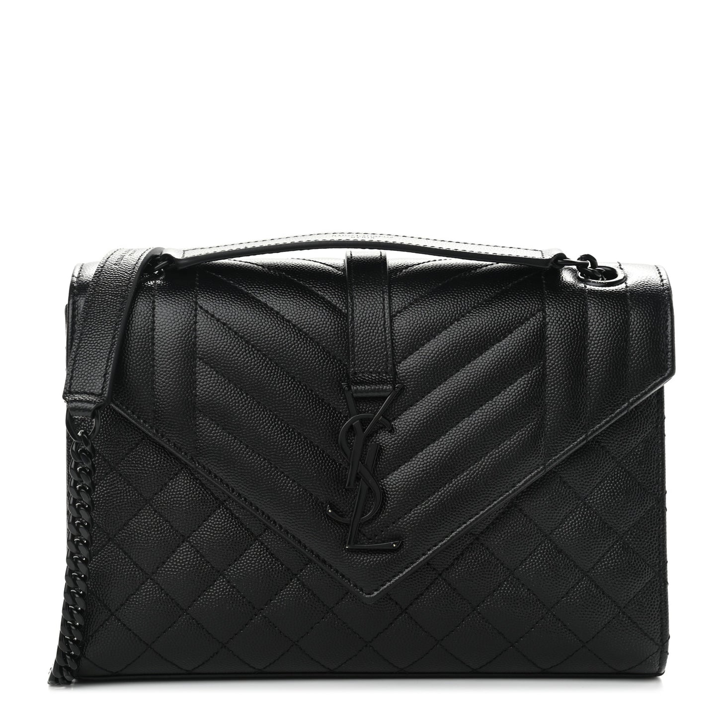 Grain De Poudre Textured Mixed Matelasse Triquilt Medium Monogram Satchel Black