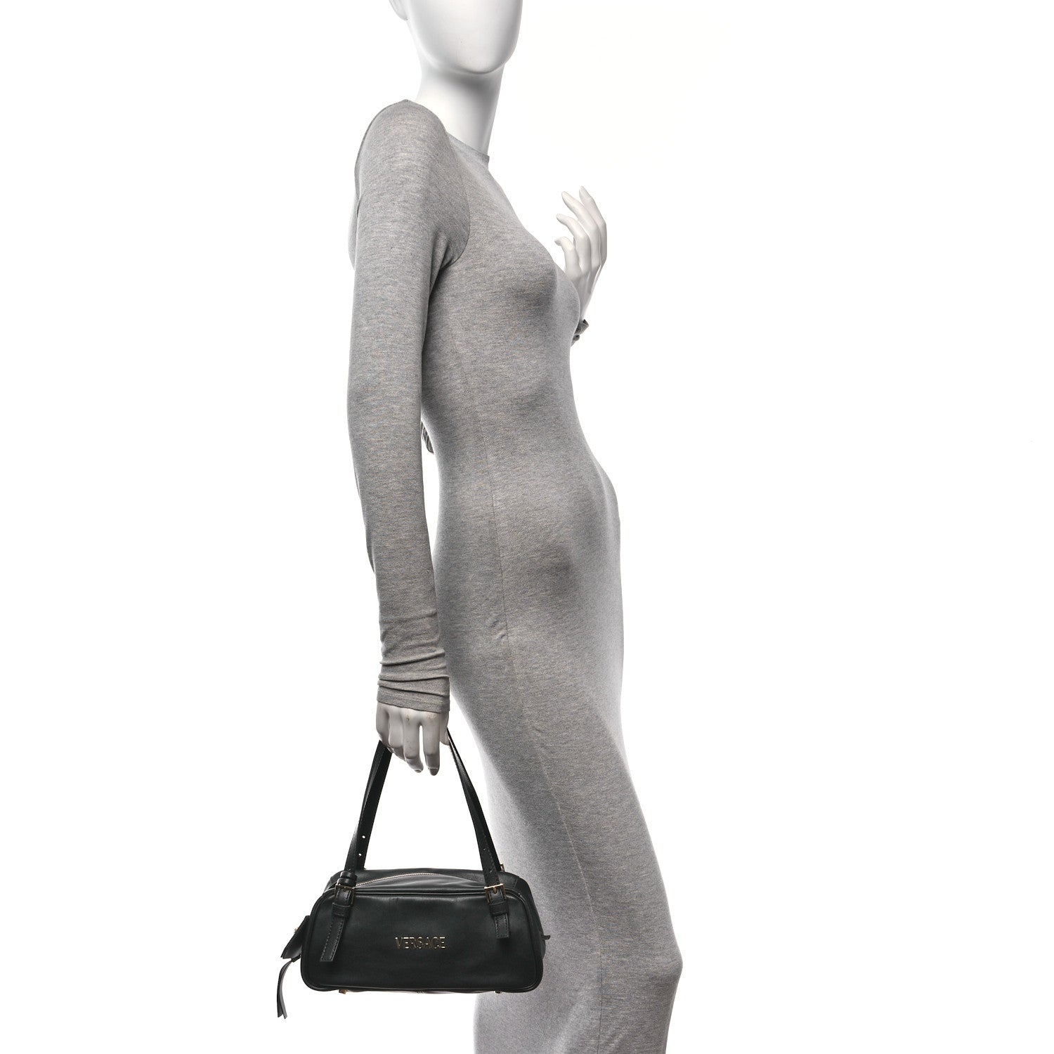 Versace Lambskin Bowling Bag Black 2 of 9