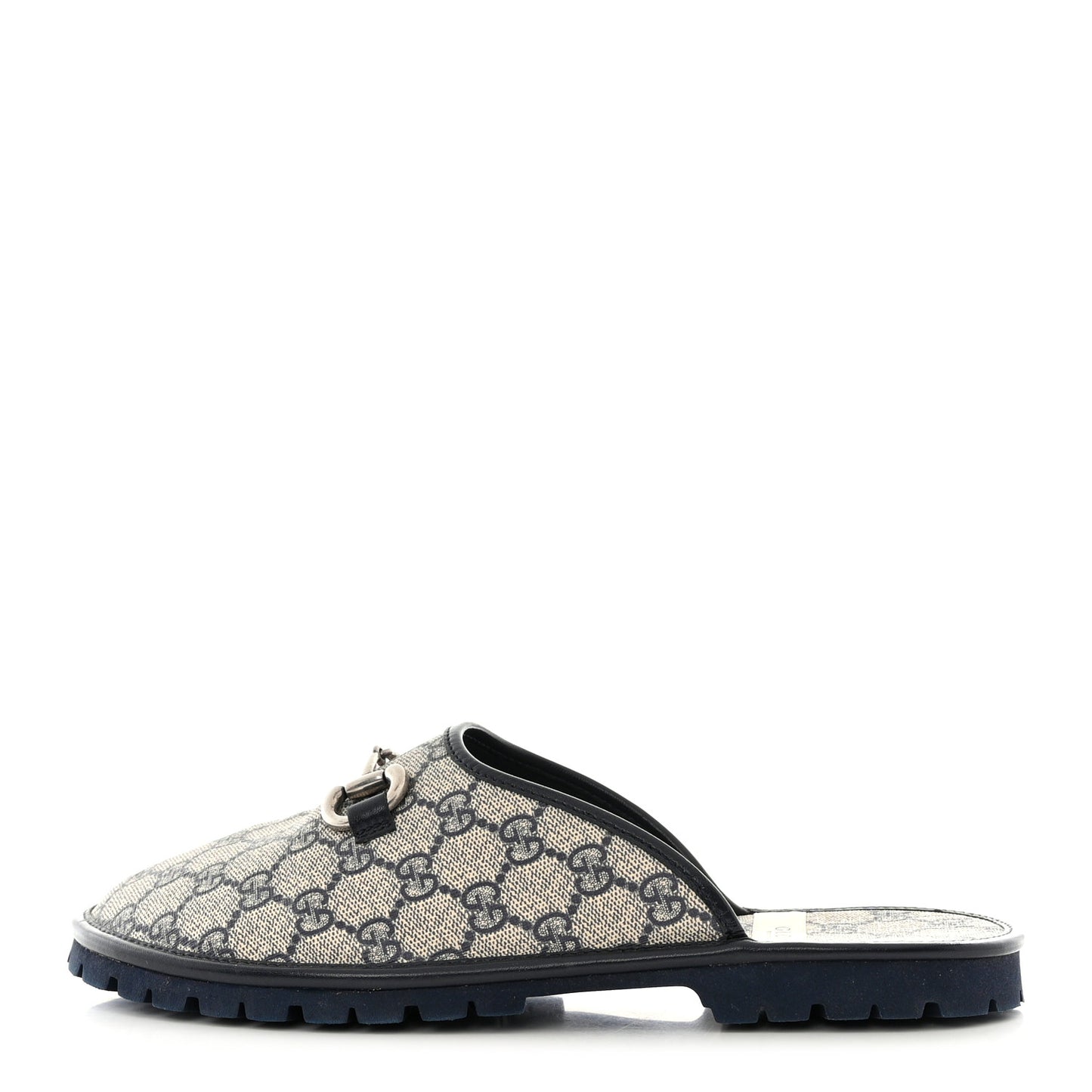 GG Supreme Monogram Miro Soft Calfskin Men's Horsebit Slippers 9 Beige Blue
