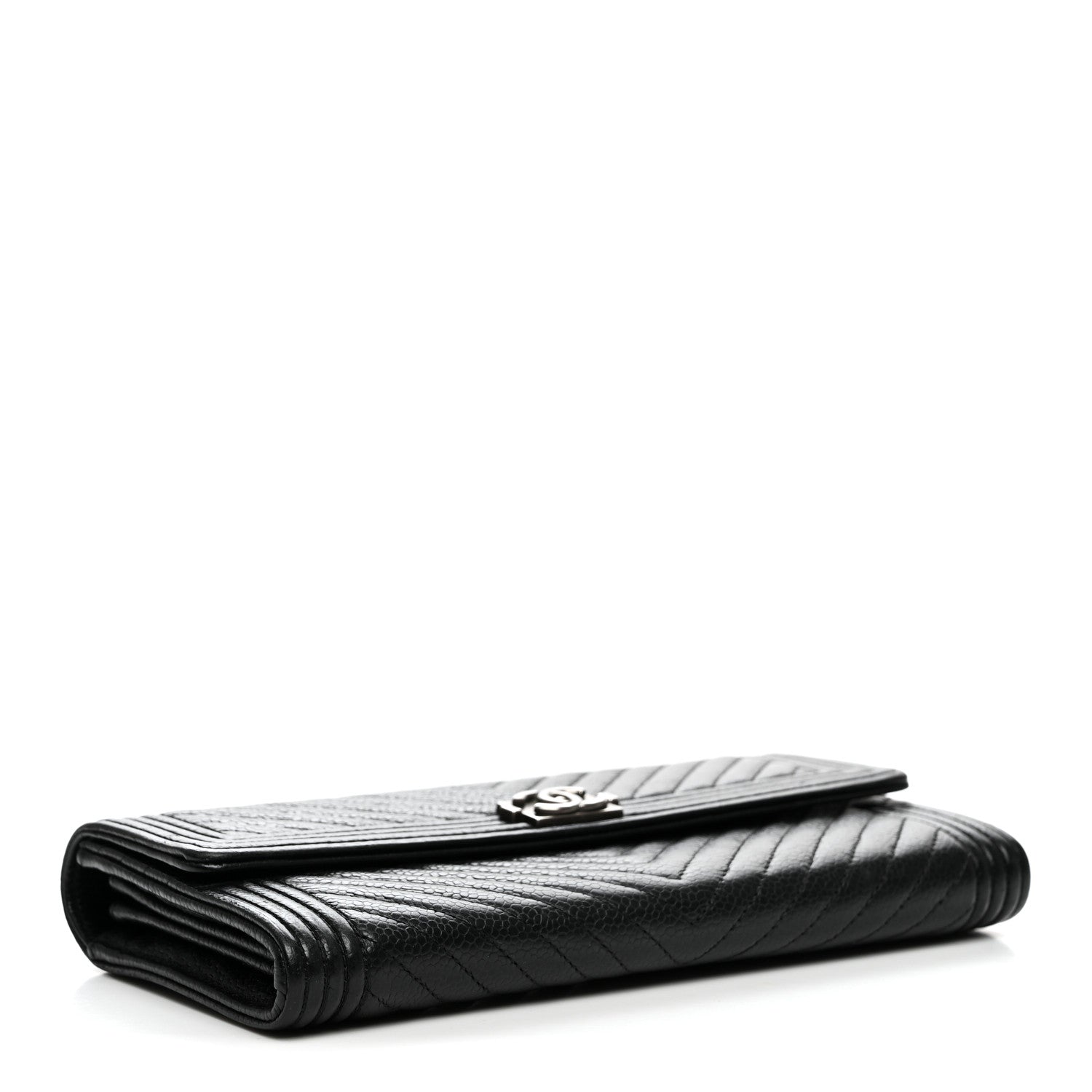 Chanel Caviar Chevron Quilted Boy Flap Wallet Black 4 of 8