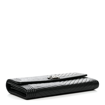 Chanel Caviar Chevron Quilted Boy Flap Wallet Black 4 of 8