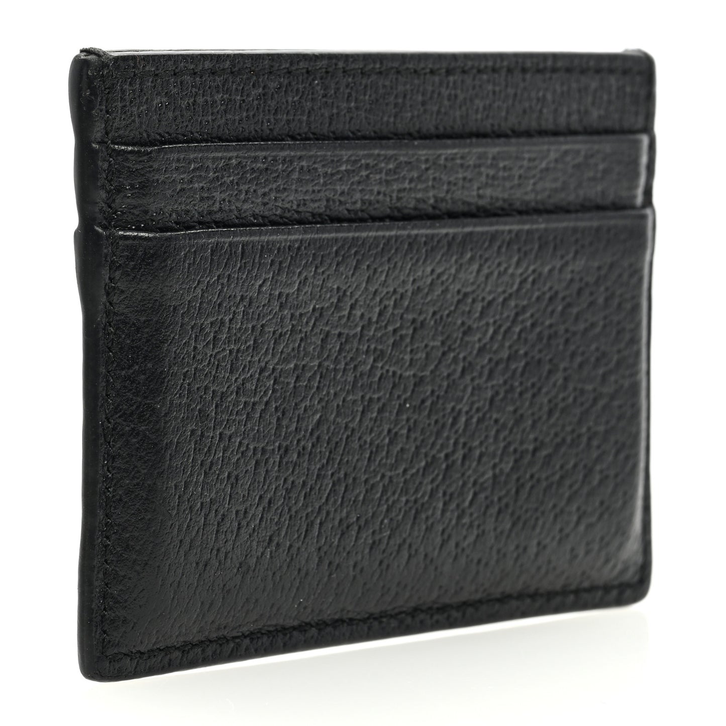 Pebbled Calfskin Animalier Card Holder Black
