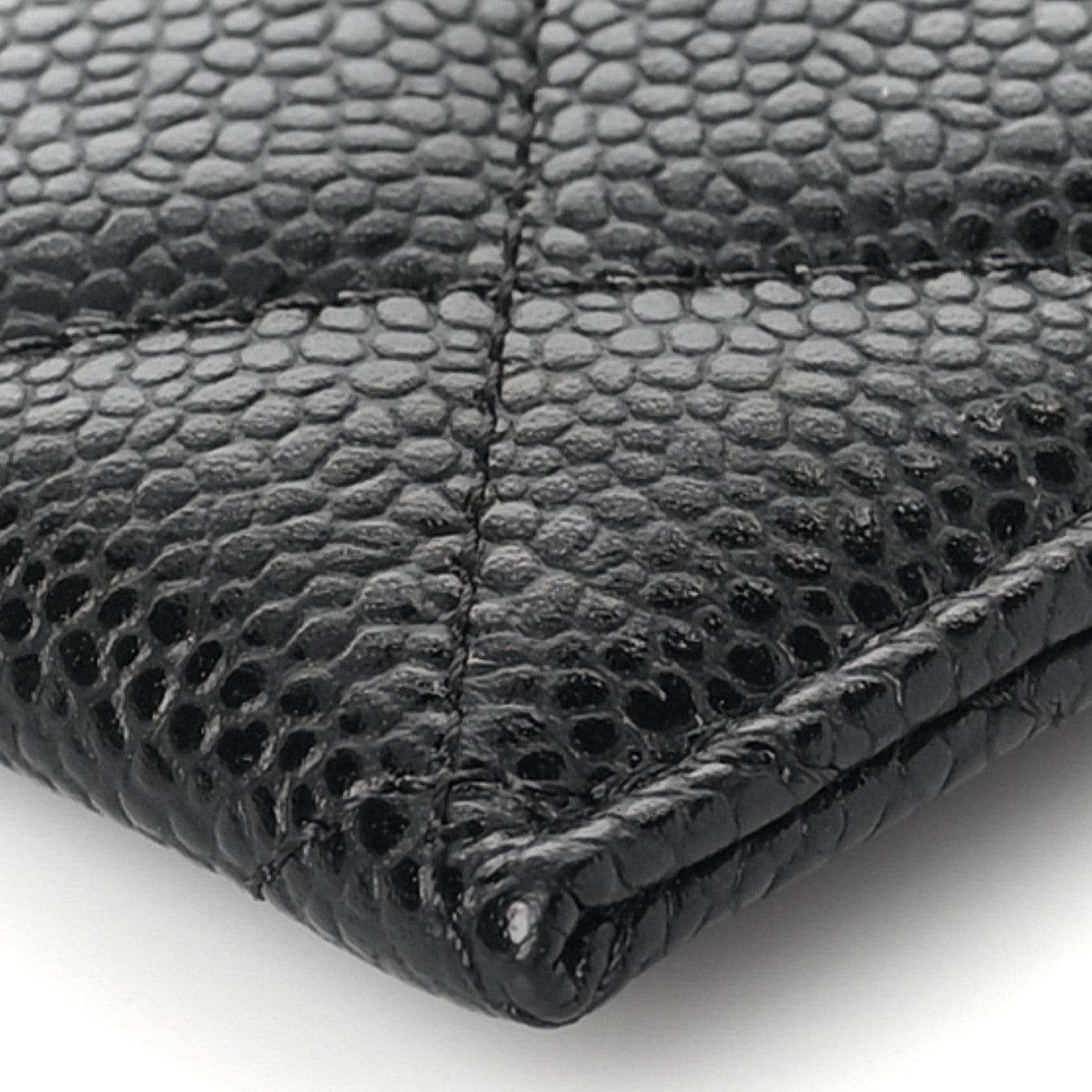 Caviar Quilted Card Holder Black