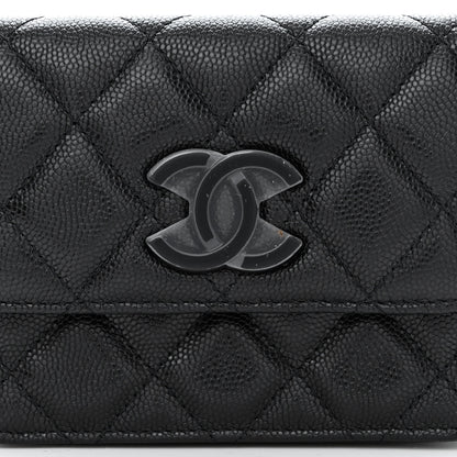 Chanel Caviar Quilted Incognito Belt Flap Card Holder Black 9 of 11