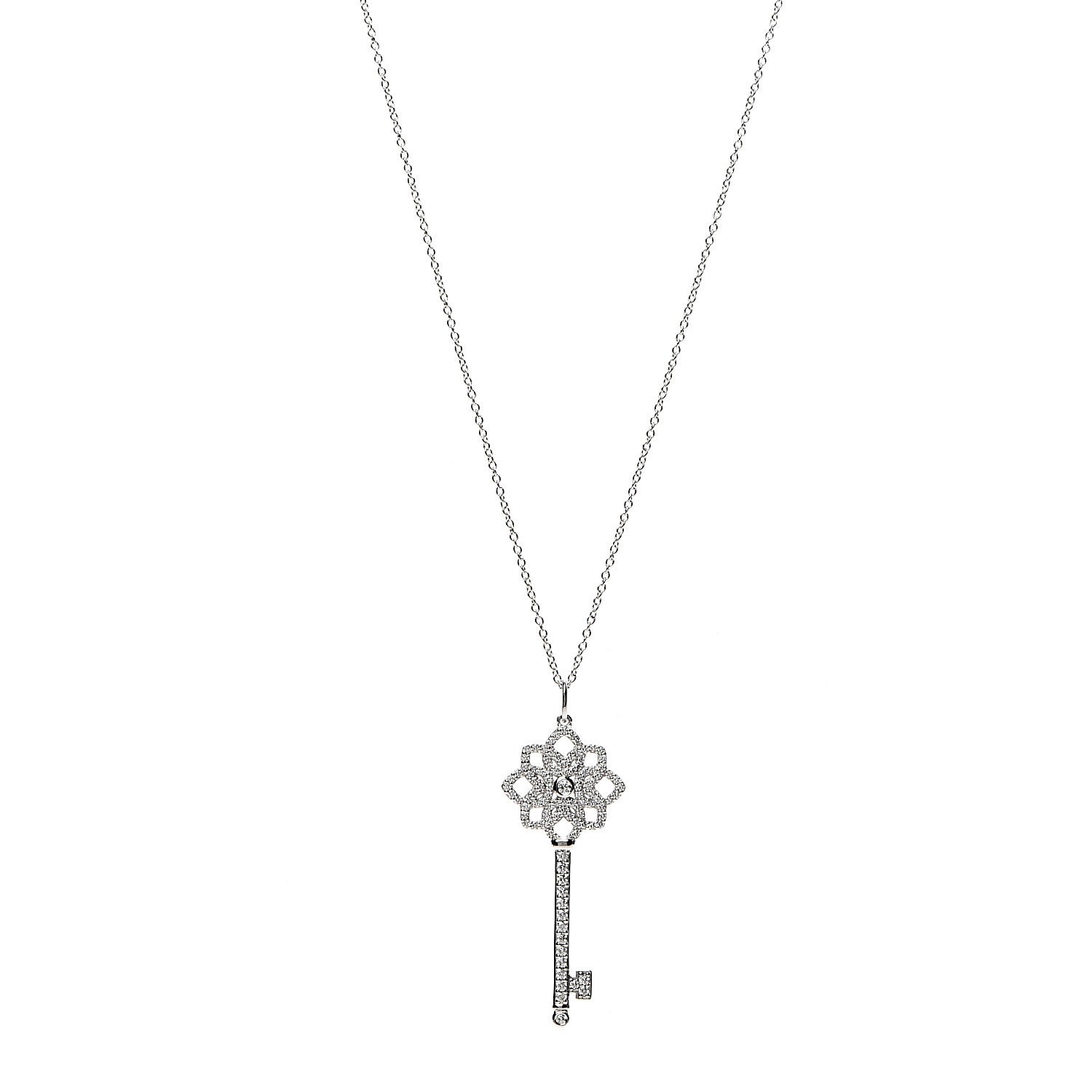 Tiffany Platinum Diamond Medium Woven Key Pendant Necklace 1 of 8