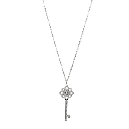 Tiffany Platinum Diamond Medium Woven Key Pendant Necklace 1 of 8