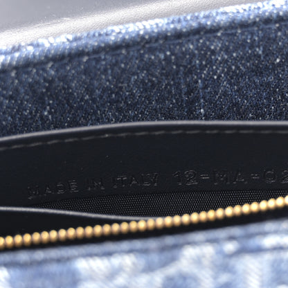 Christian Dior Oblique Denim Small Saddle Pouch With Chain Blue 7 of 11