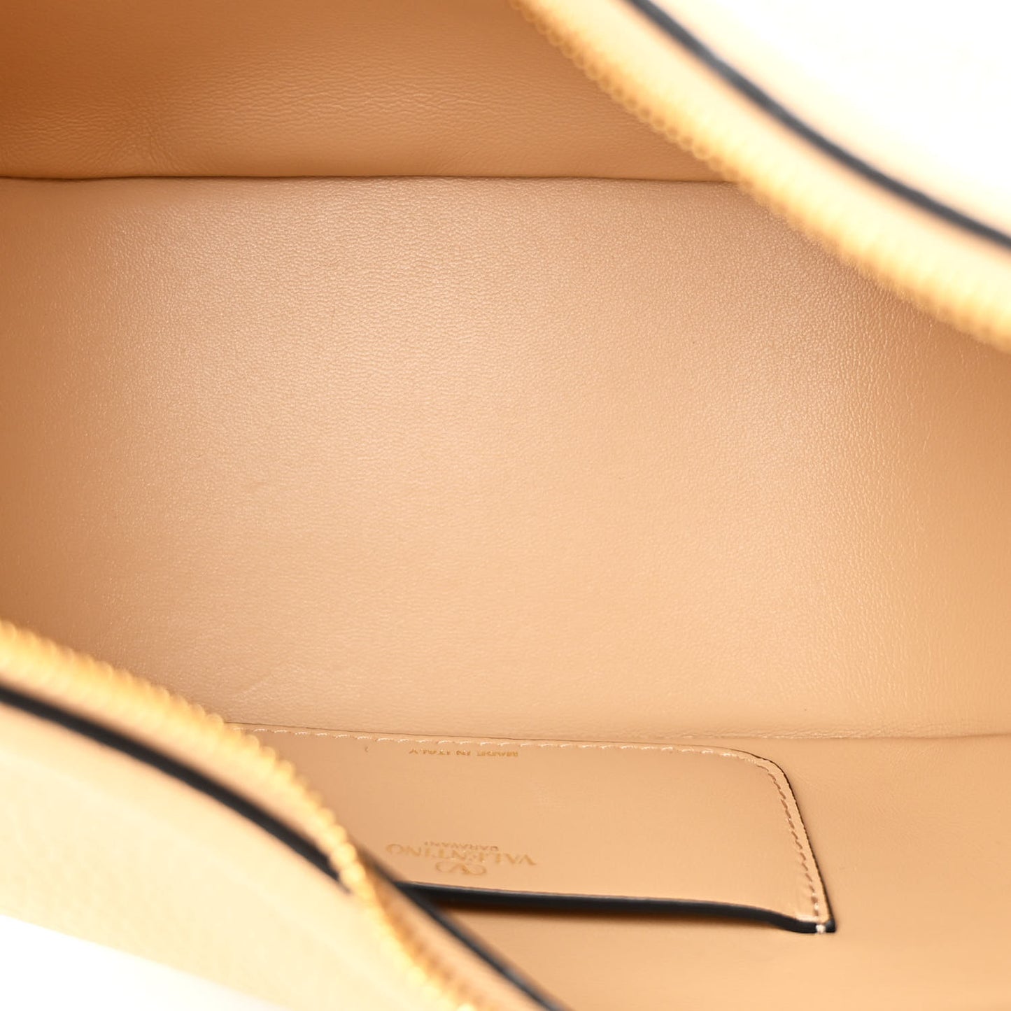 Grainy Calfskin Small Vlogo Moon Hobo Bag Cappuccino