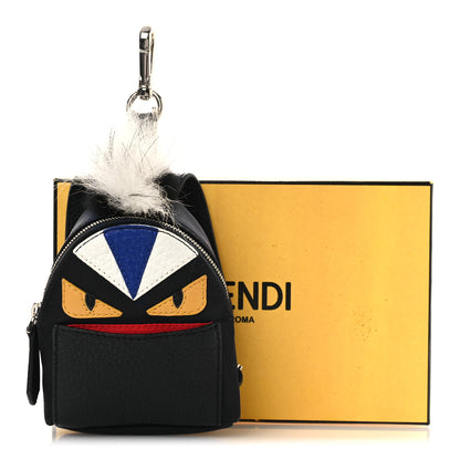 Fendi Nylon Cuoio Romano Nutria Fox Fur Monster Eyes Mini Backpack Charm Blue Black Multicolor 1830028 – FASHIONPHILE