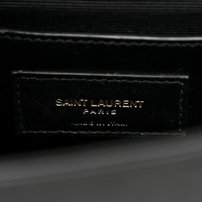 Saint Laurent Calfskin Crocodile Embossed Medium Classic Monogram Kate Tassel Satchel Black 6 of 9