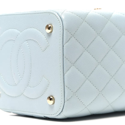Chanel Caviar Quilted Small Top Handle Vanity Case With Chain Light Blue 10 of 11