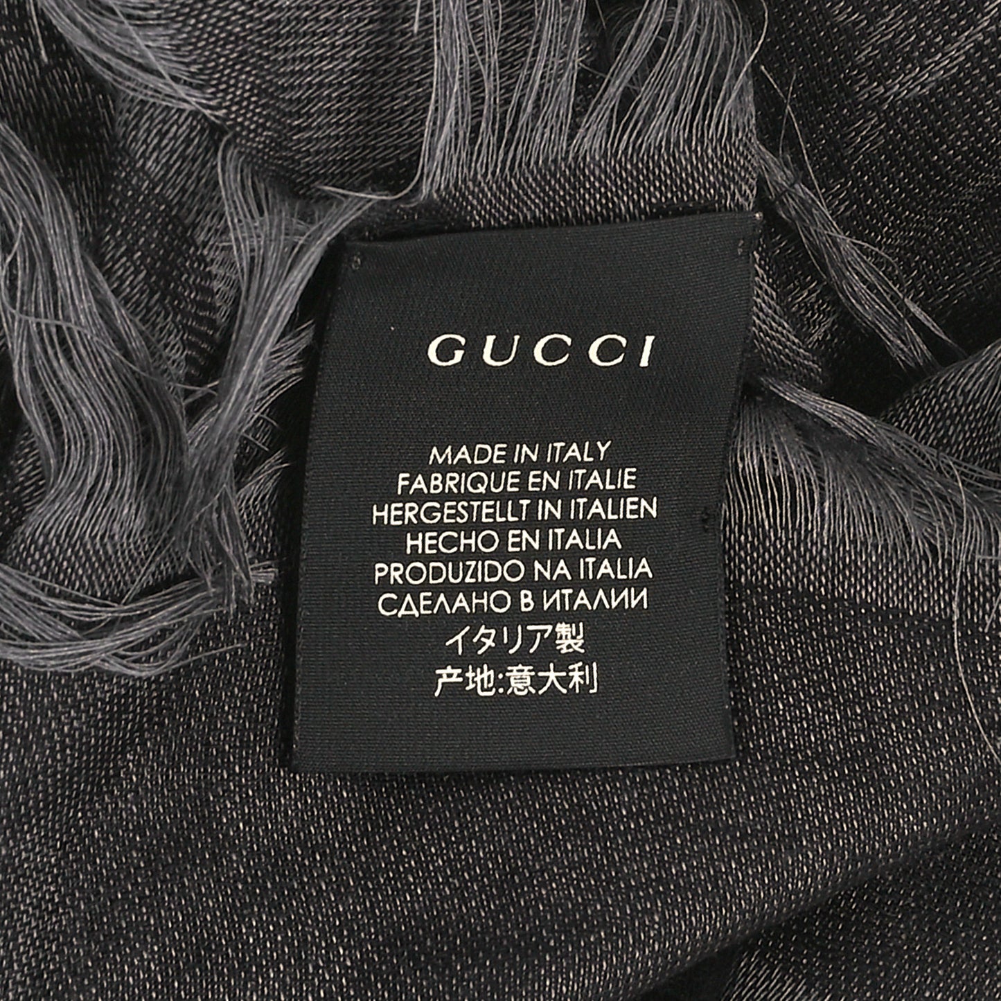 Wool Silk GG Monogram Diamante Plaid Surviee Shawl Graphite Black