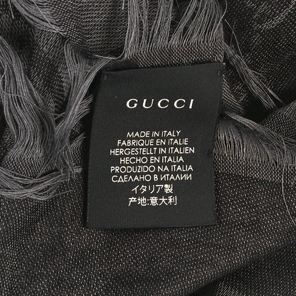 Gucci Wool Silk GG Monogram Diamante Plaid Surviee Shawl Graphite Black 3 of 4