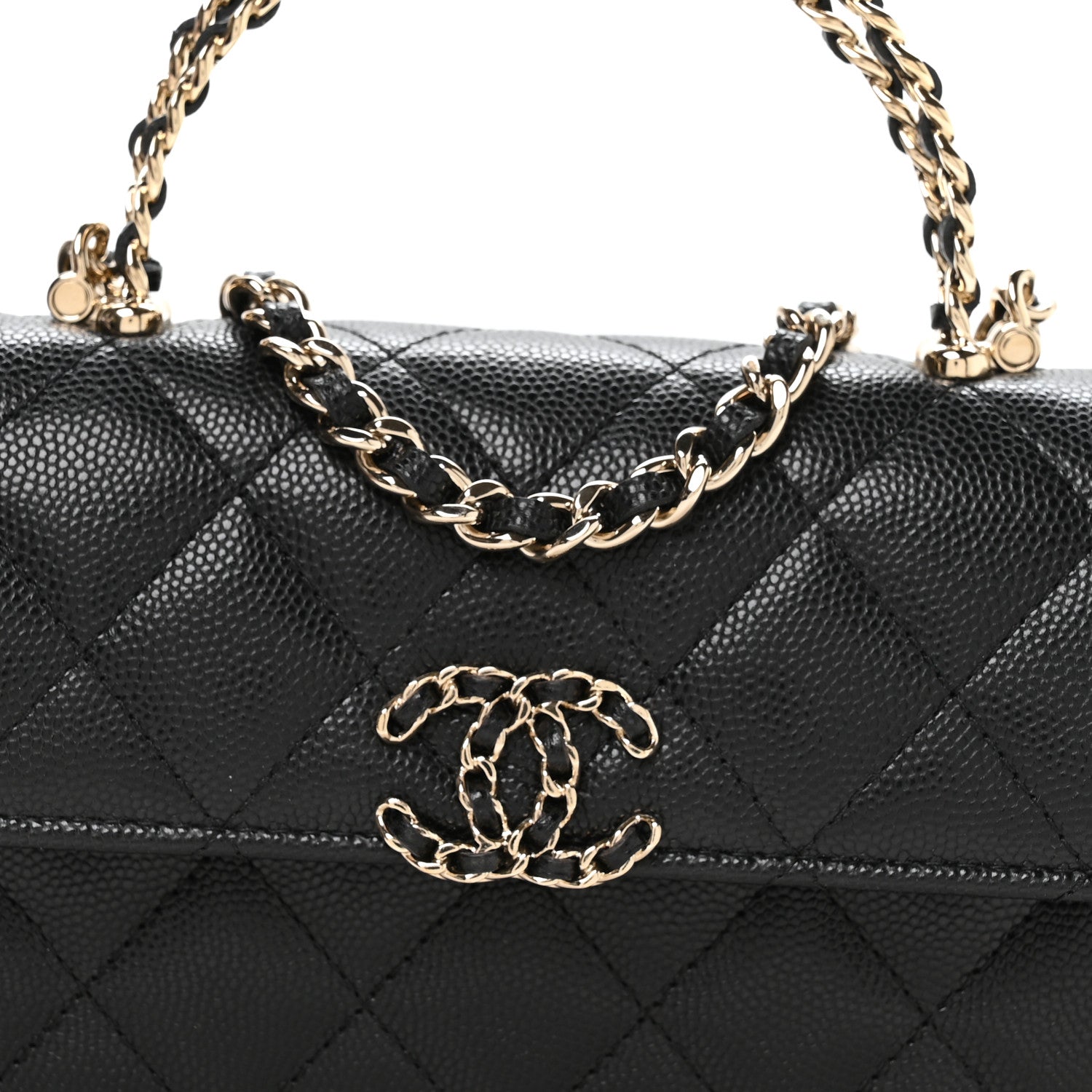 Chanel Caviar Quilted Chain Match Top Handle Phone Holder With Chain Black 8 of 10