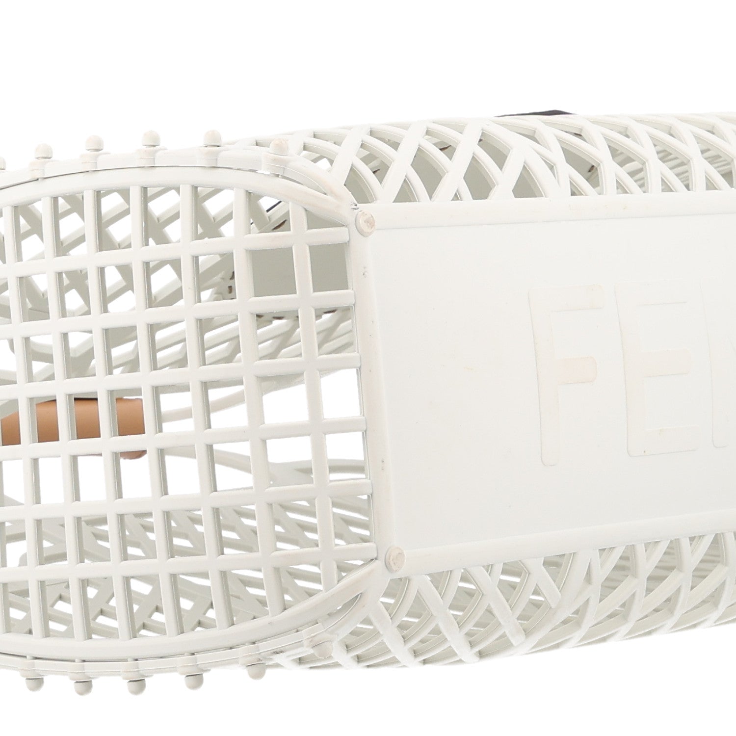 Fendi Recycled Plastic Vitello Liberty Matte Medium Fendi Basket White Ice Miele Scuro 9 of 10