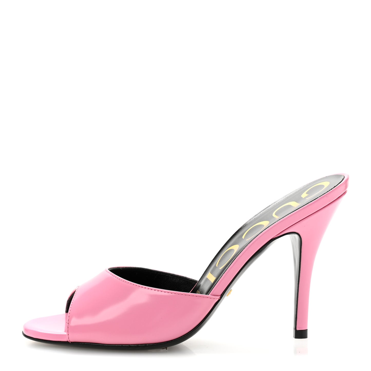Polished Calfskin Scarlet Mid Heel Slide Sandals 36.5 Pink Plexi