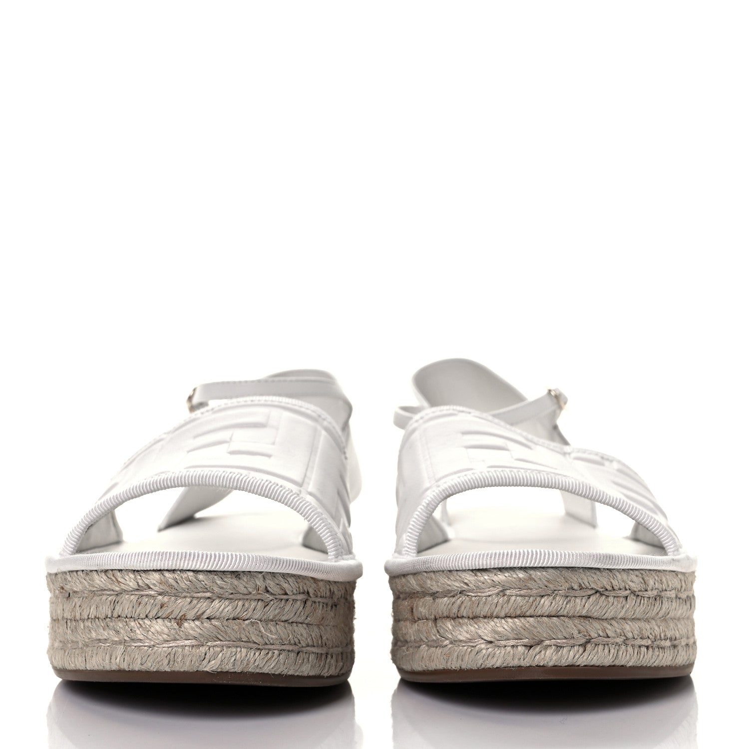 Fendi Nappa FF Embossed Espadrille Platform Sandals 40 Snow 3 of 20