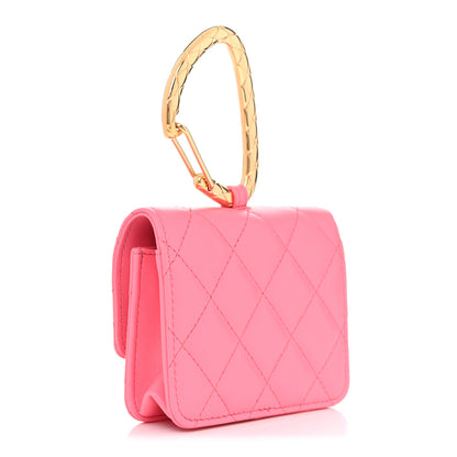 Chanel Lambskin Quilted CC Hook Card Holder Pink 3 of 11