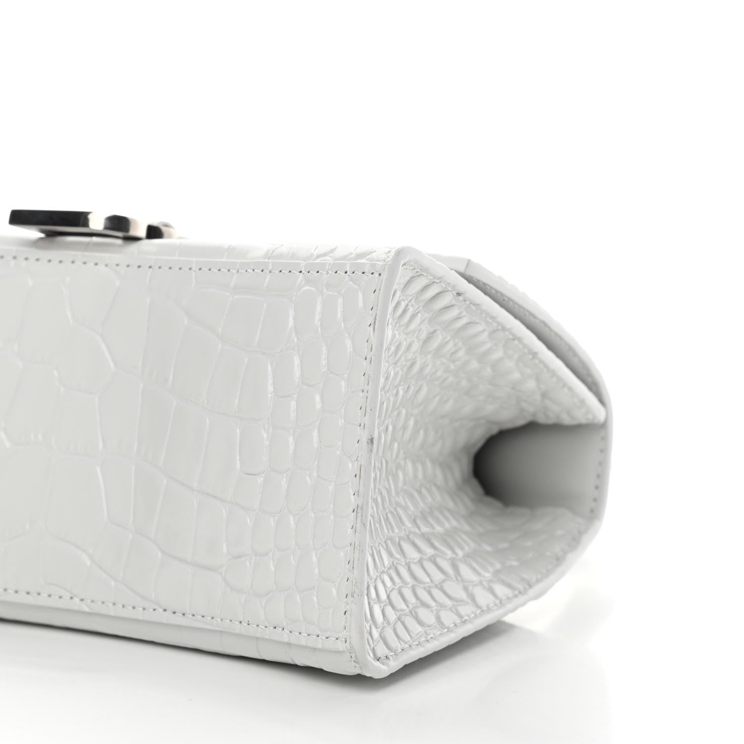 Balenciaga Calfskin Crocodile Embossed Small Hourglass Top Handle Bag White 11 of 12