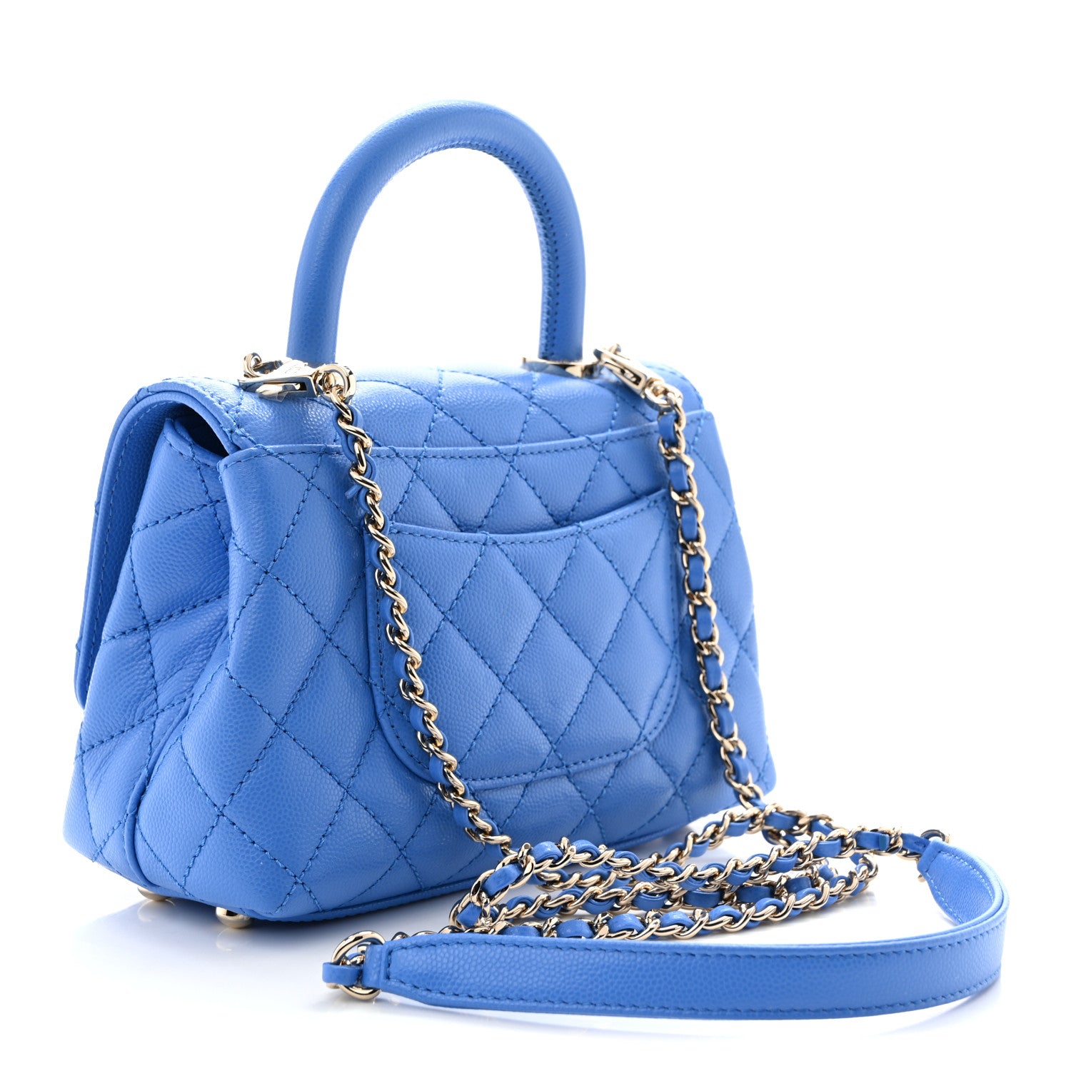 Chanel Caviar Quilted Extra Mini Coco Handle Flap Blue 3 of 11