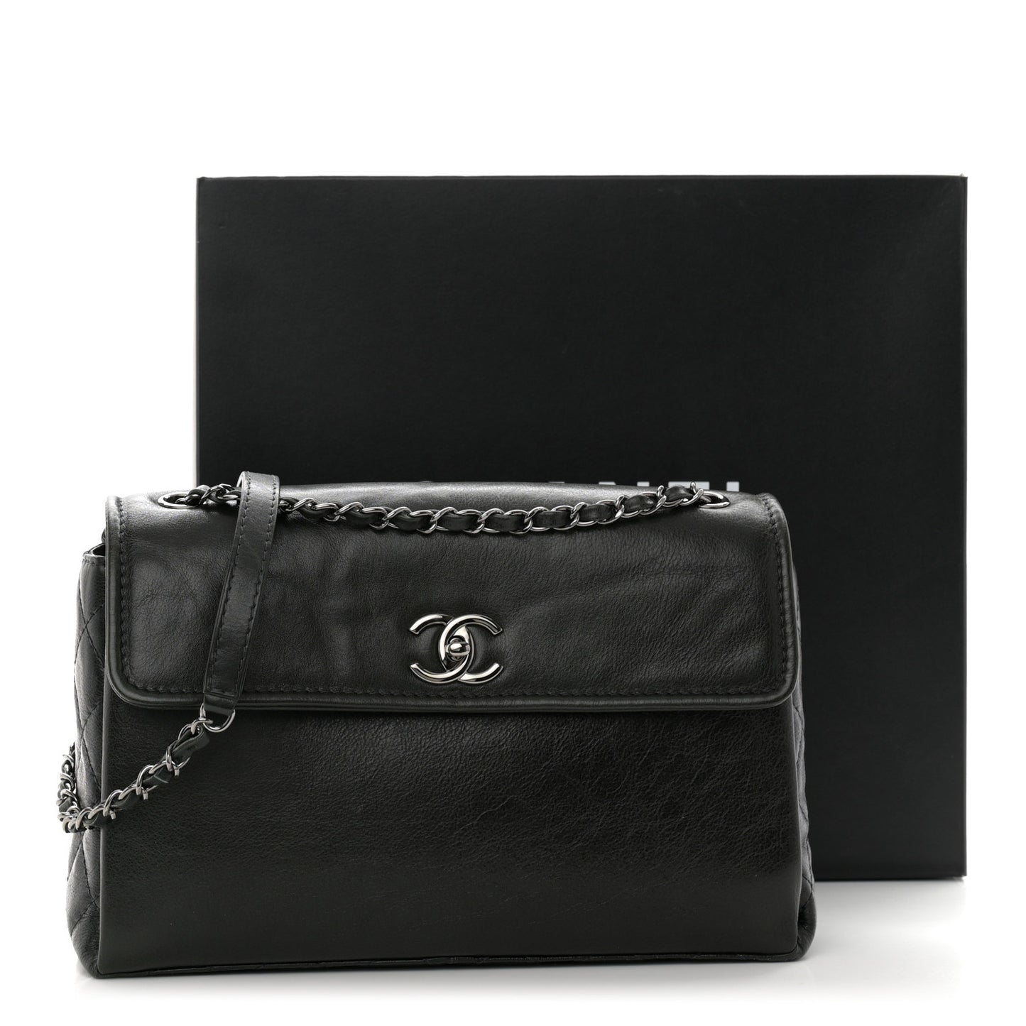 Calfskin Flap Bag Dark Green