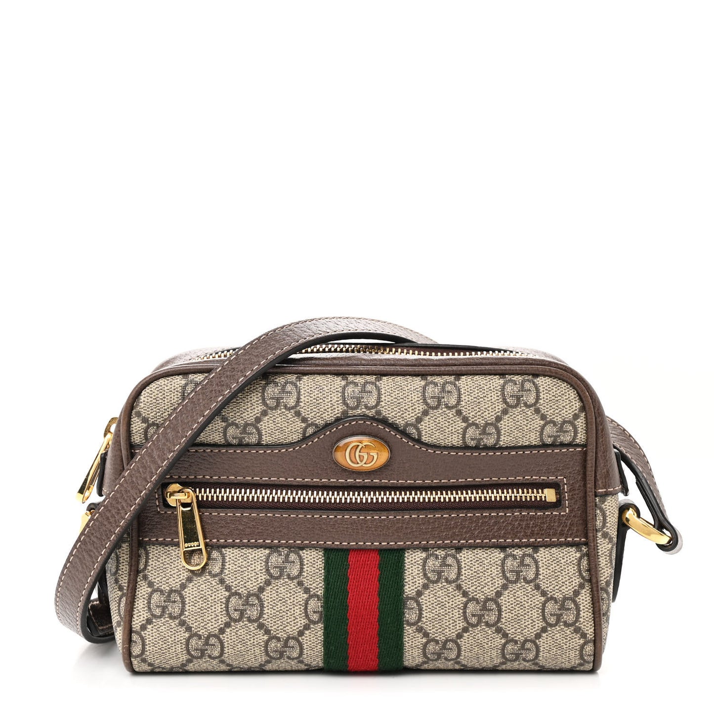 GG Supreme Monogram Web Mini Ophidia Shoulder Bag Brown