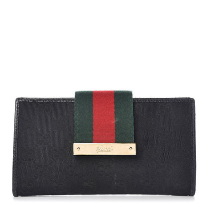 Gucci Monogram Ladies Web Continental Wallet Black 1 of 14