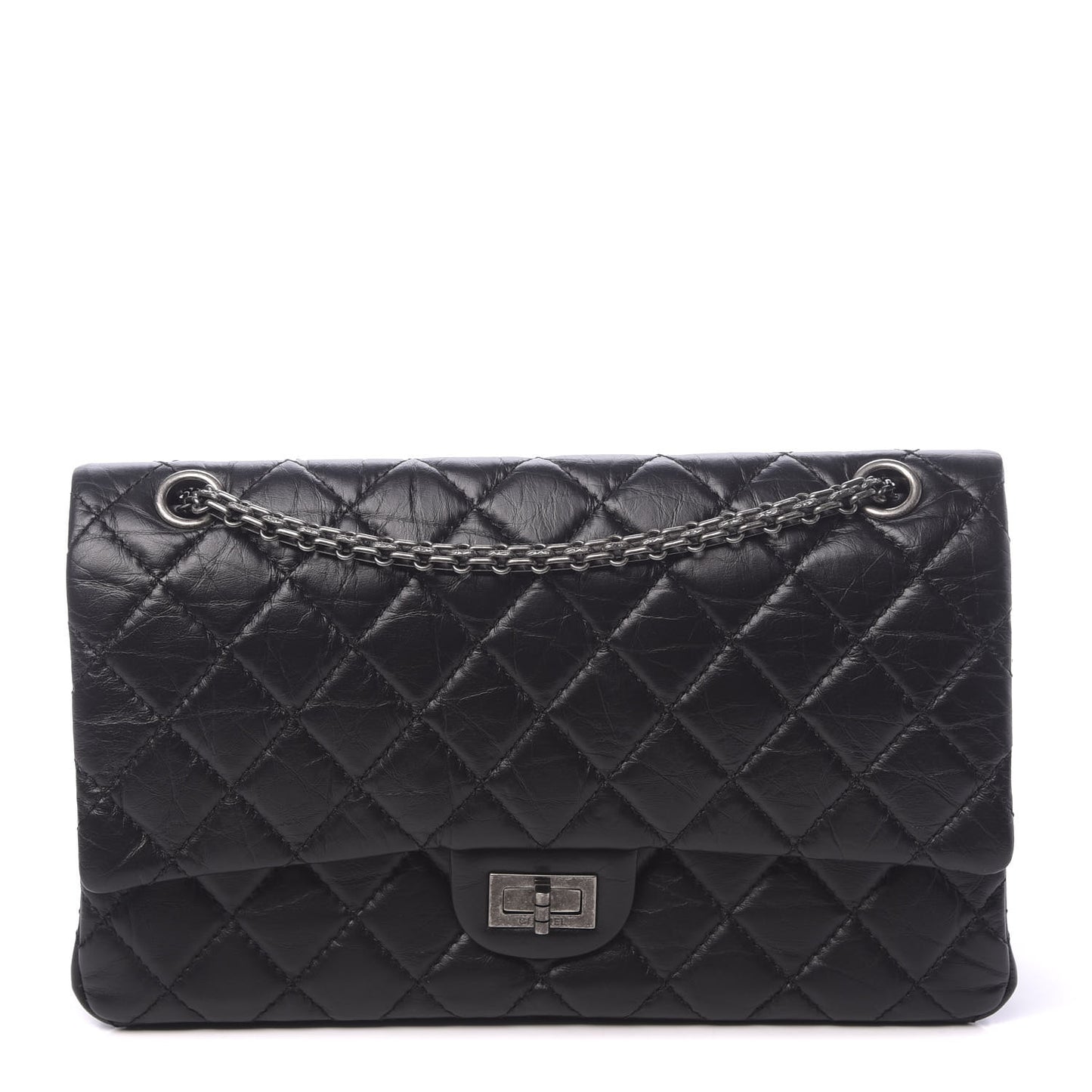 Aged Calfskin Quilted 2.55 Reissue 226 Flap Black