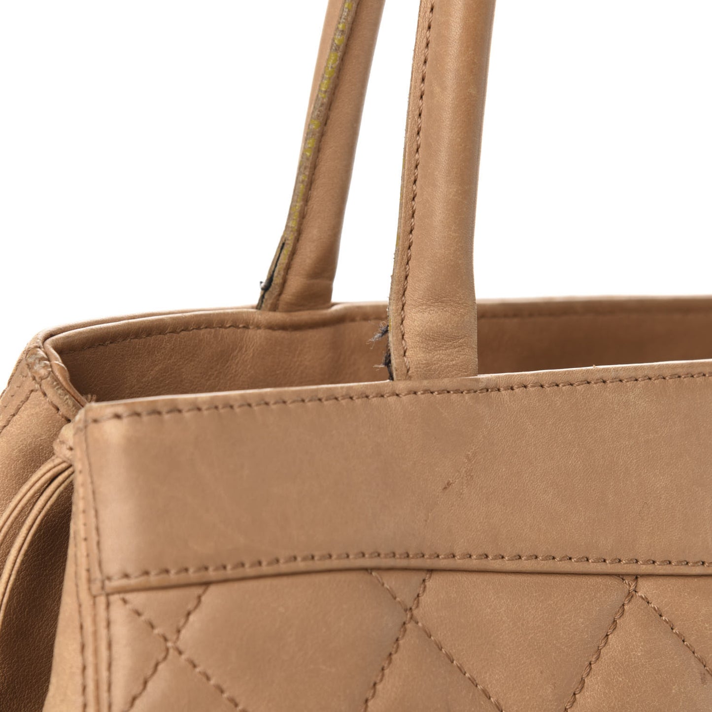 Calfskin Quilted CC Shopping Tote Beige