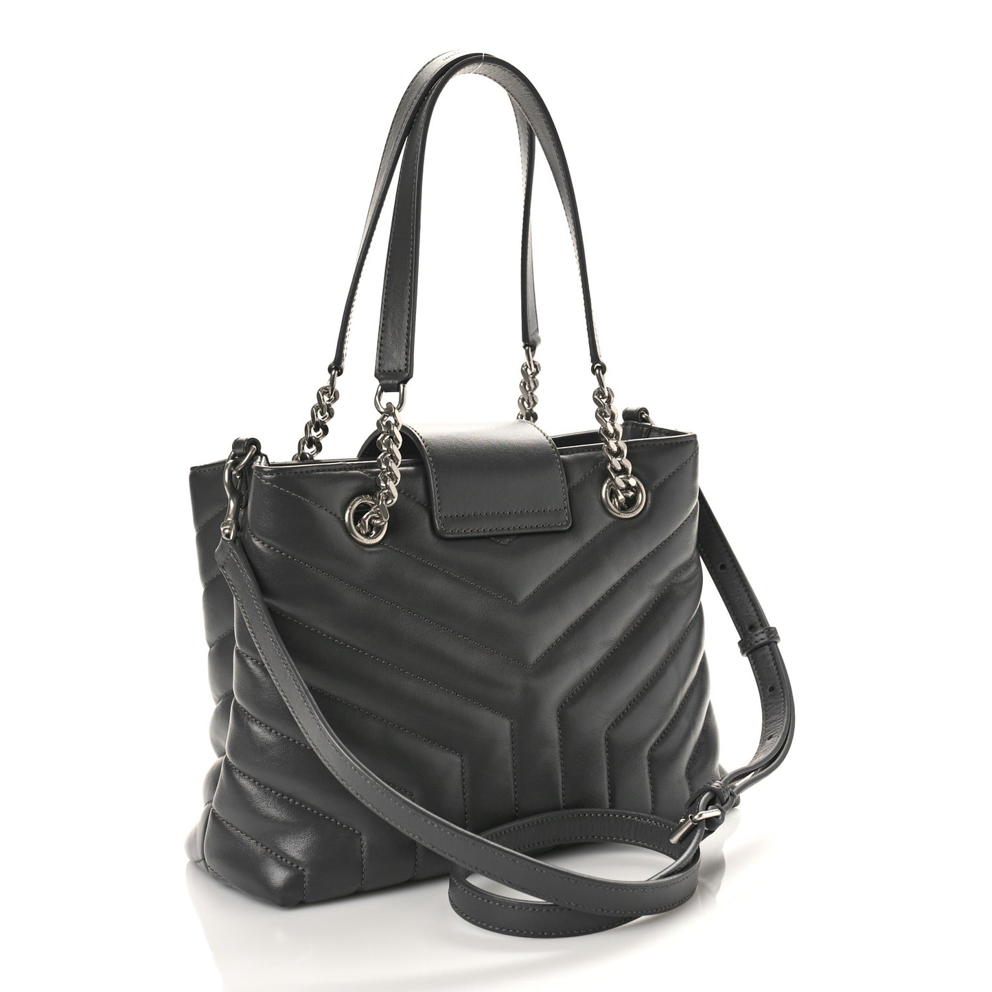 Calfskin Y Quilted Monogram Small Loulou Shopper Grey