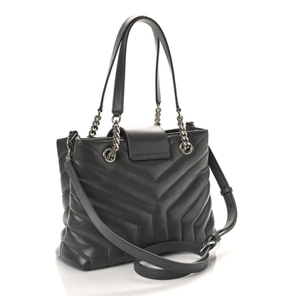 Saint Laurent Calfskin Y Quilted Monogram Small Loulou Shopper Grey 3 of 9
