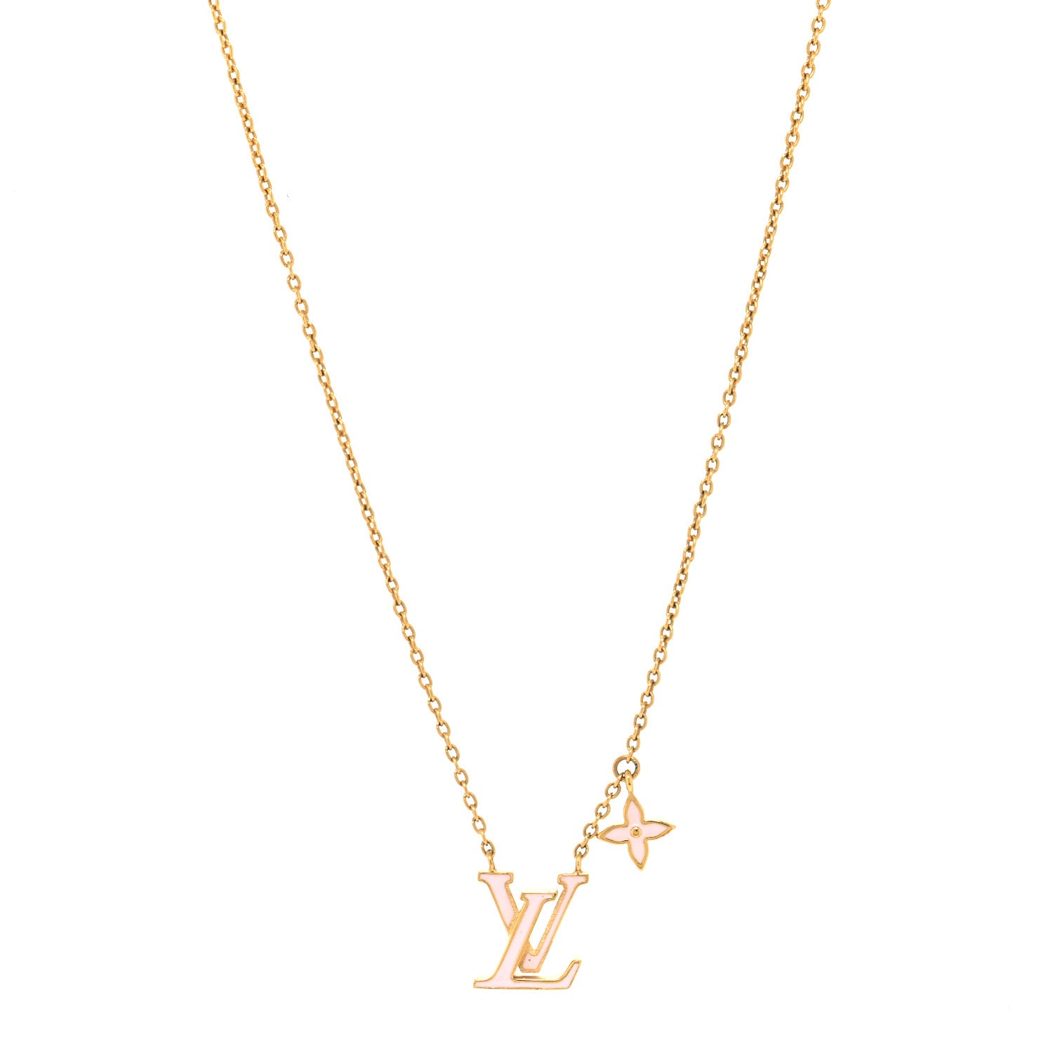 Louis Vuitton Enamel LV Iconic Necklace Gold Pink 1 of 6